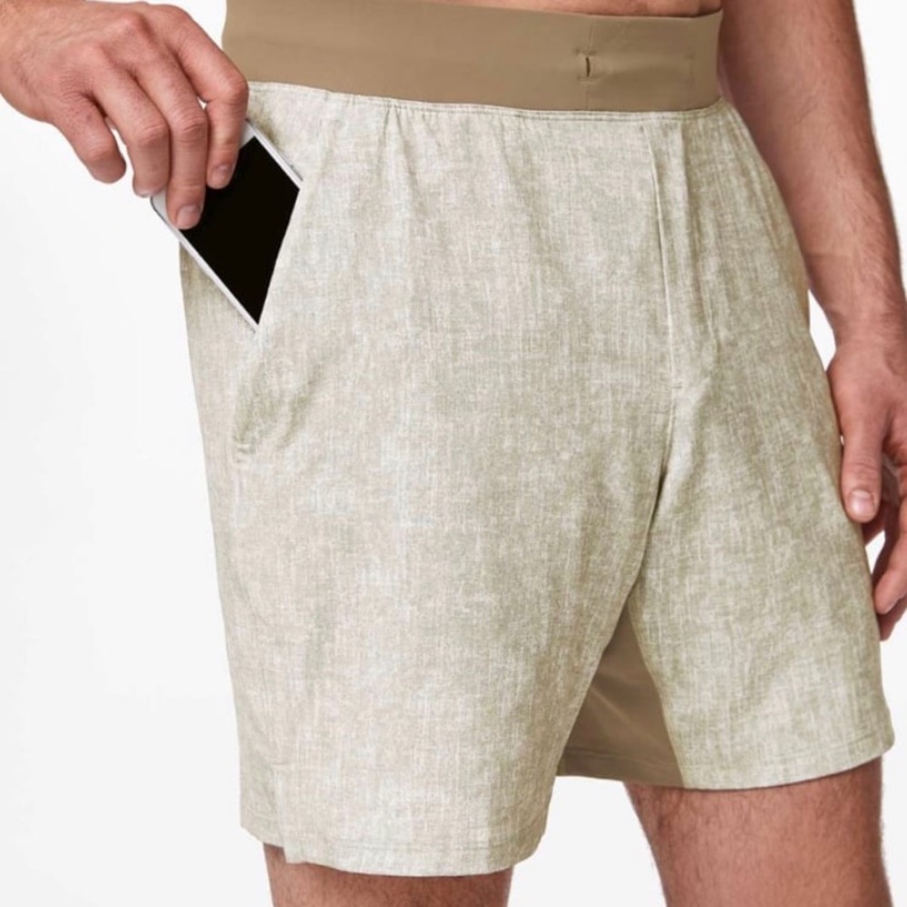 Lululemon Athletica Tan Hybrid Mid-Length Shorts